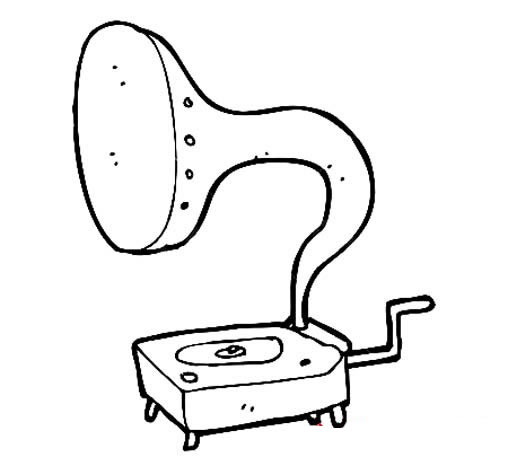 老式留声机卡通简笔画