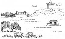 公园风景简笔画