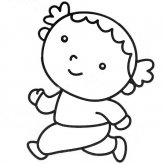 跑步的小女孩简笔画彩色图片