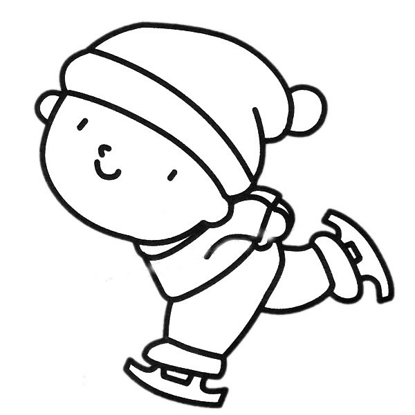 男孩滑冰简笔画图片