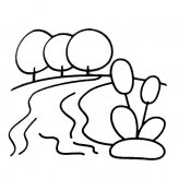河畔风景简笔画彩色图片
