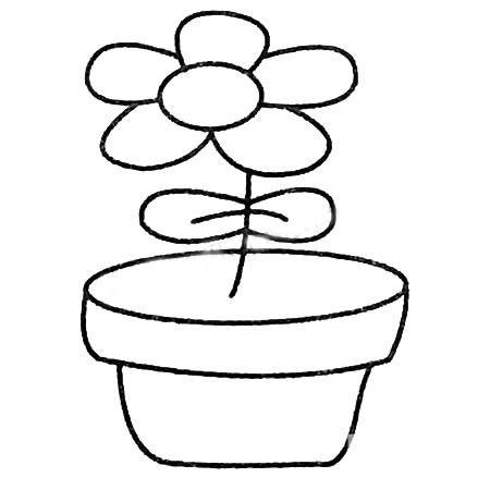漂亮的花朵盆景简笔画大全