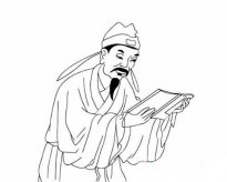 古代大人孩子读书人简笔画