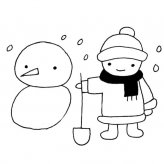 小朋友堆雪人的简笔画图片