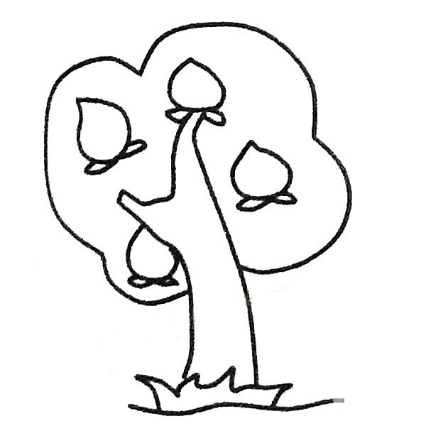 儿童简笔画大全 不同的桃树简笔画画法