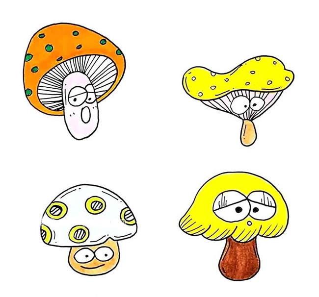 蘑菇卡通形象简笔画图片