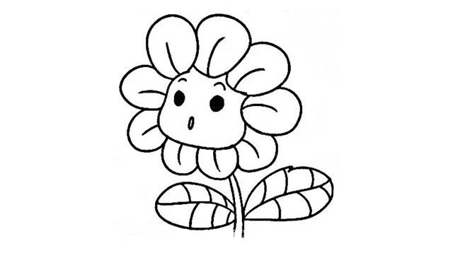 6步画可爱的卡通向日葵简笔画