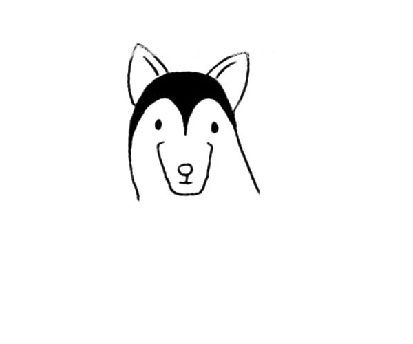 爱斯基摩犬/雪橇犬简笔画步骤图解教程