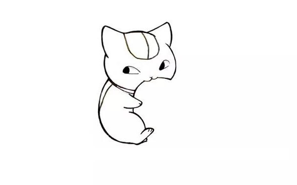 小猫吃鱼简笔画
