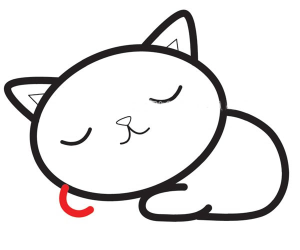 熟睡的小猫咪简笔画步骤图片