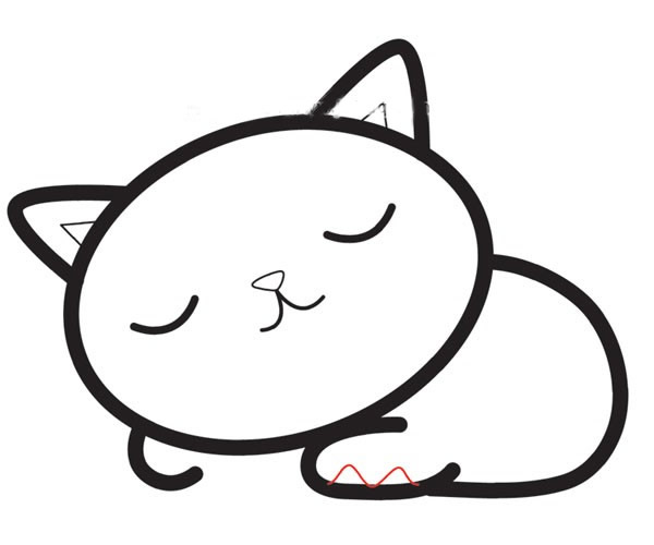 熟睡的小猫咪简笔画步骤图片