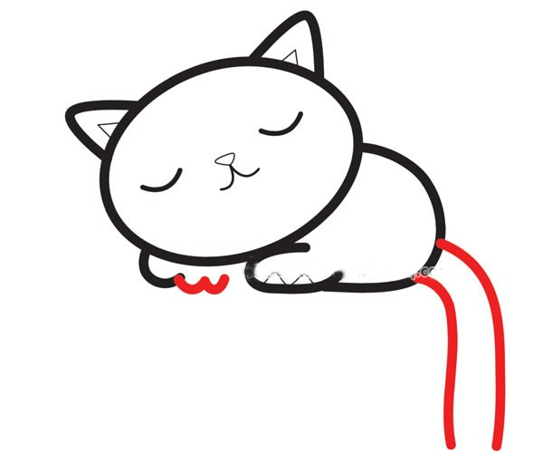 熟睡的小猫咪简笔画步骤图片