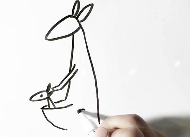 动物简笔画 袋鼠简笔画教学