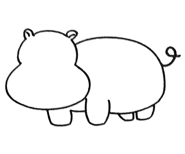 四步学画河马简笔画步骤图解