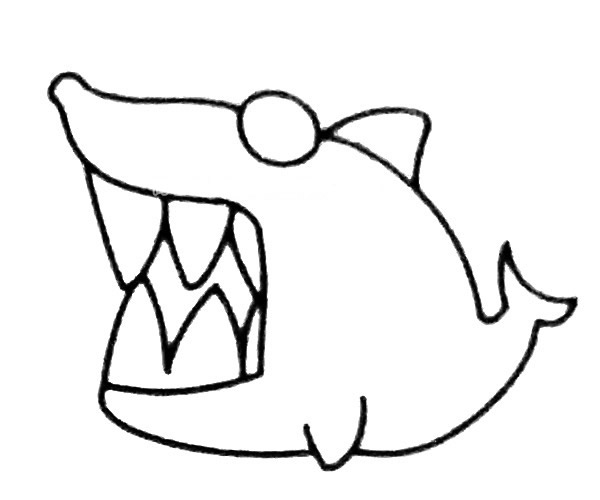 卡通鲨鱼简笔画步骤图解3