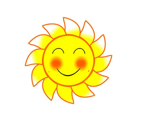 可爱的卡通太阳简笔画彩色图片