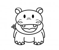 5款可爱的卡通河马简笔画图片大全
