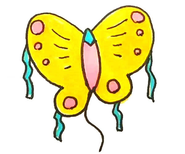 漂亮的蝴蝶风筝简笔画教程