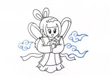 中秋节嫦娥简笔画彩色图片