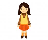 5款小女孩学生简笔画彩色图片