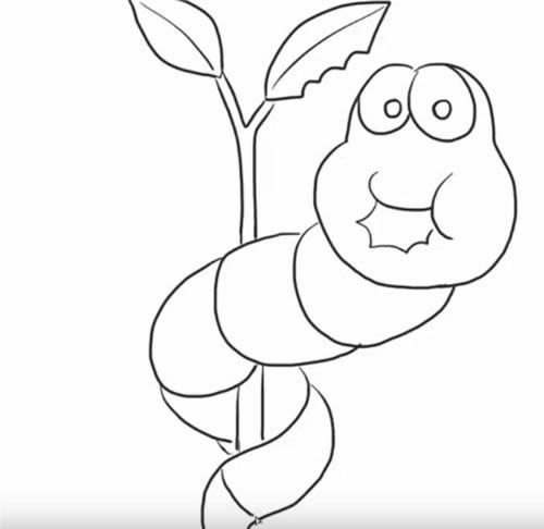 正在吃树叶的虫子简笔画