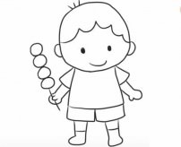 拿糖葫芦的小孩简笔画步骤教程