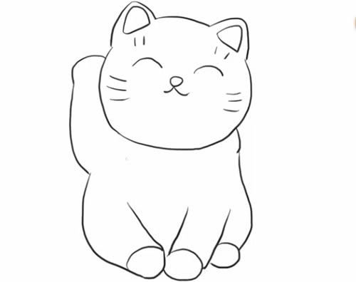 招财猫简笔画步骤教程