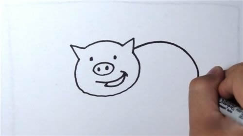 小猪简笔画的画法步骤图解