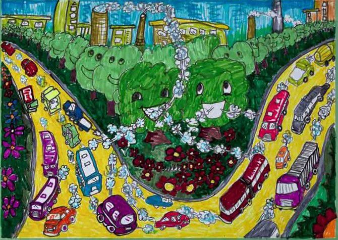 绿色家园儿童画:森林家园/水彩画图片