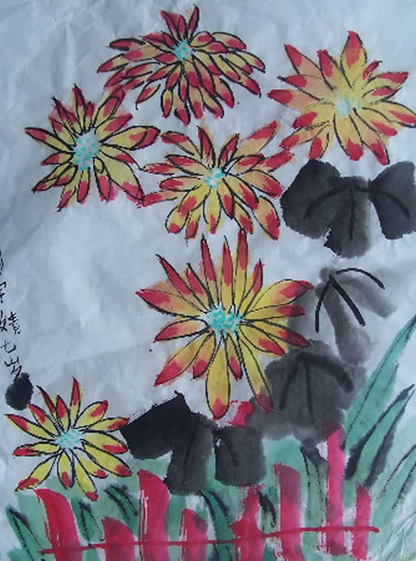 儿童画秋天的图画 秋天的菊花