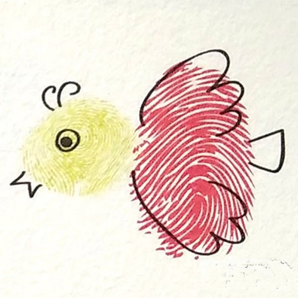 小鸟动物手指印画教程 幼儿园手指印画图片