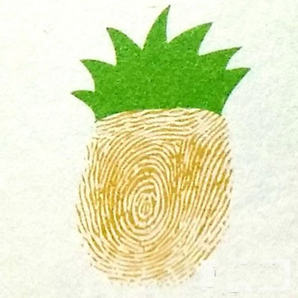 菠萝指印画教程 幼儿园小班手指画图片