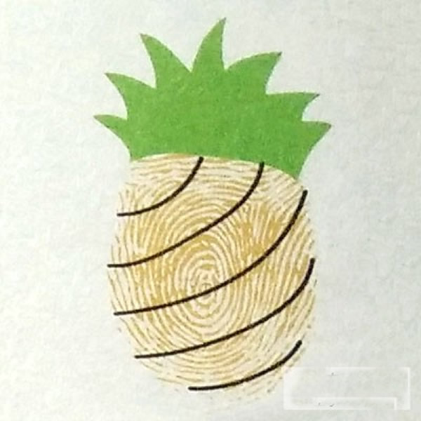菠萝指印画教程 幼儿园小班手指画图片