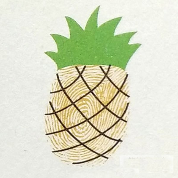 菠萝指印画教程 幼儿园小班手指画图片