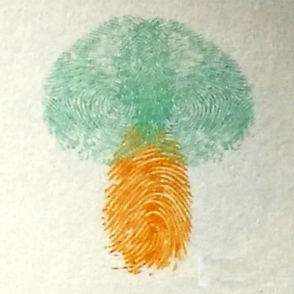 蘑菇指印画教程 幼儿手指印画作品图片