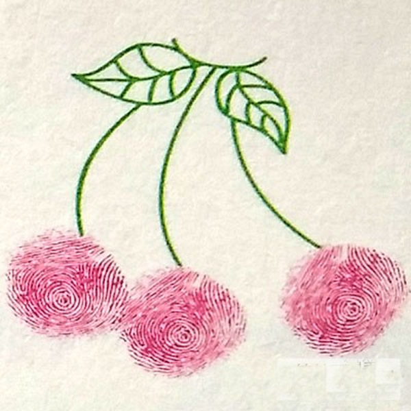 樱桃指印画步骤教程 手指画图片简单幼儿园