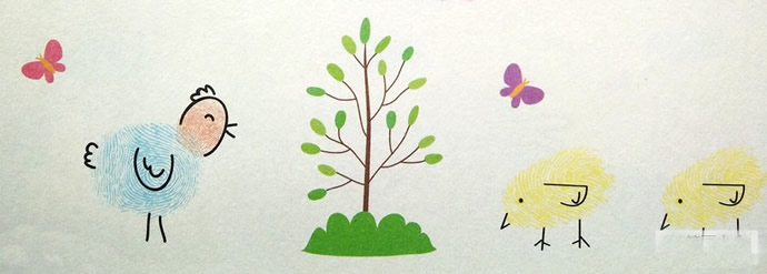 幼儿园手指印画母鸡教案 幼儿手指画作品
