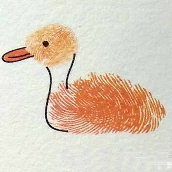 鸭子指印画教程 小动物指印画/手指画图片
