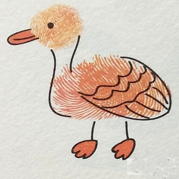 鸭子指印画教程 小动物指印画/手指画图片