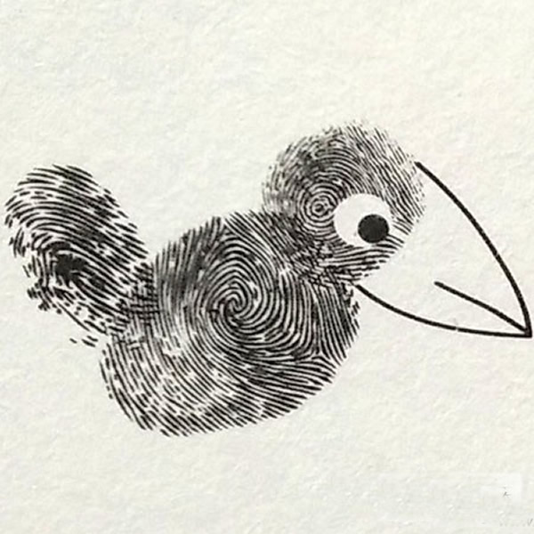 乌鸦指印画教程 颜料小动物手指印画/手指画图片