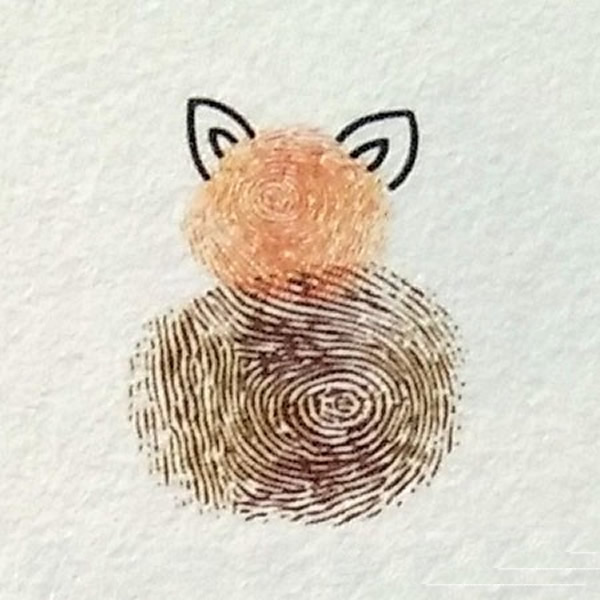 蝙蝠手指印画教程步骤/手指画图片