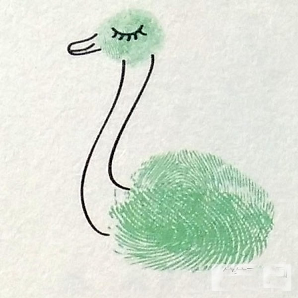 天鹅指印画教程 天鹅儿童画简单的画法/手指画图片