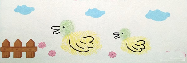 小鸭子指印画教程 鸭子怎么画最简单画法/手指画图片
