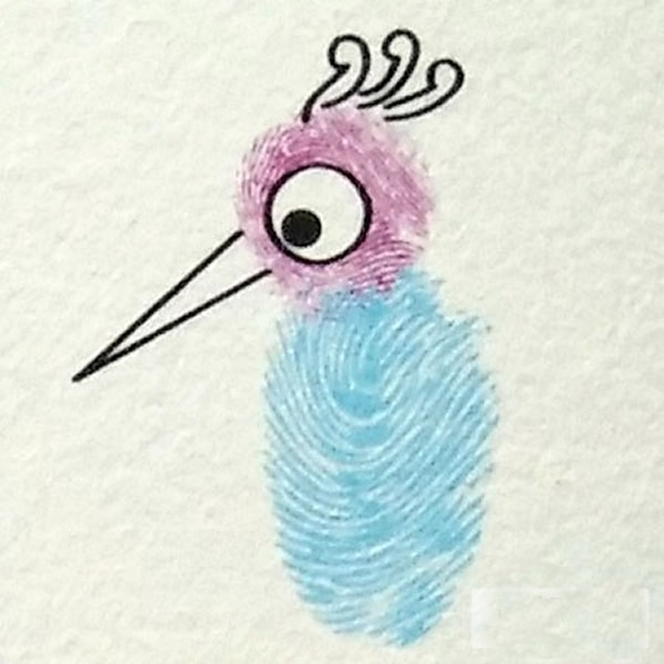 啄木鸟指印画画法步骤 小班美术手指印画/手指画图片