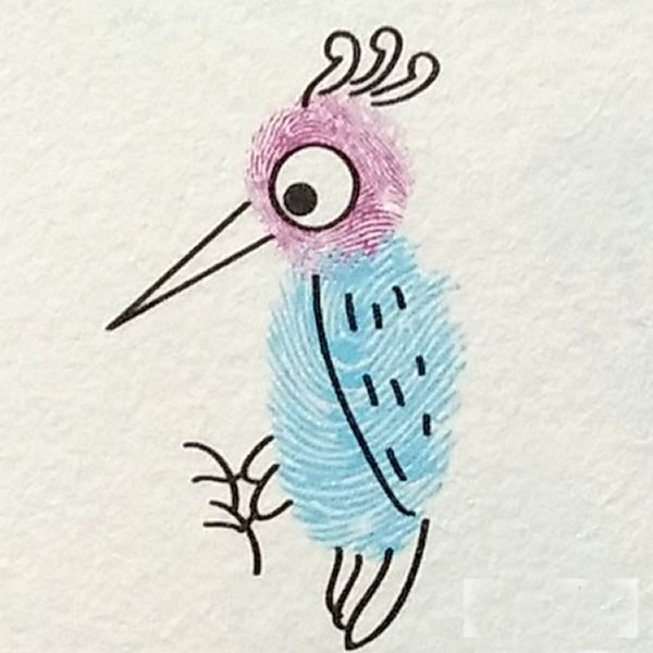 啄木鸟指印画画法步骤 小班美术手指印画/手指画图片