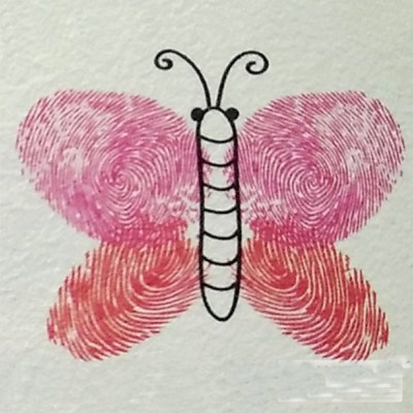 蝴蝶手指印画教案 简单好看的蝴蝶怎么画/手指画图片