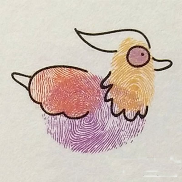 鸳鸯指印画教程 小班美术手指印画教案/手指画图片