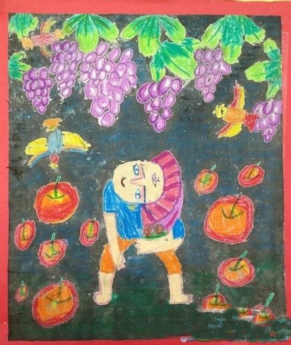 儿童画《丰收的秋天》 儿童画秋天的图片