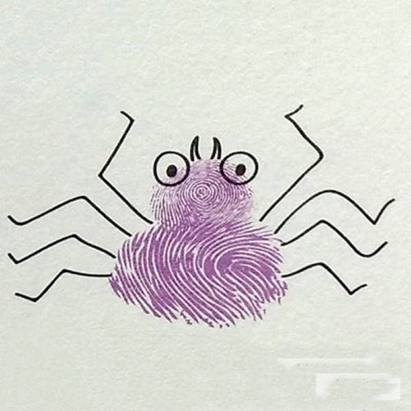 蜘蛛指印画教程 可爱的蜘蛛图片简笔画/手指画图片