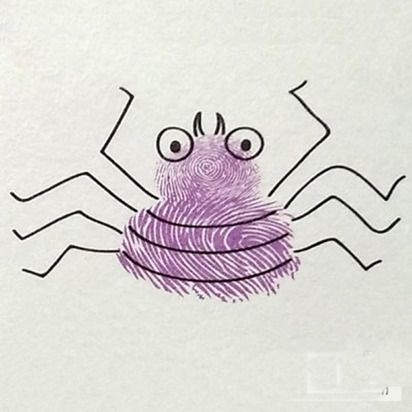 蜘蛛指印画教程 可爱的蜘蛛图片简笔画/手指画图片